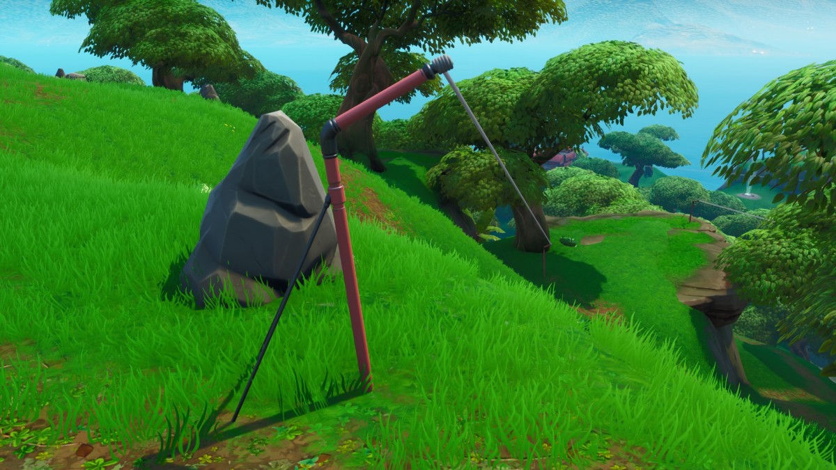 Fortnite Utiliser un geyser un module d aération et une tyrolienne