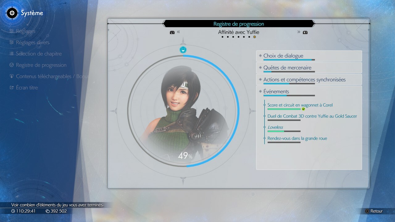 Affinité Yuffie FF7 Rebirth Meilleurs choix quêtes événements