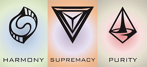 Les logos des trois affinités