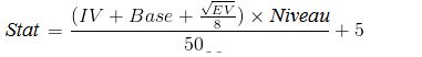 Formule calcul stat hors PV en 1G / 2G