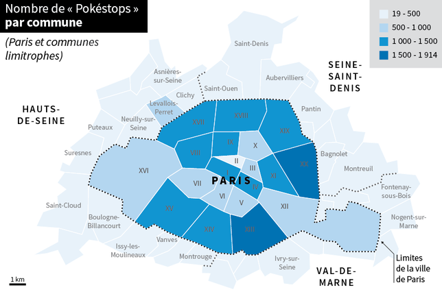 nombre de pokéstops par commune à Paris