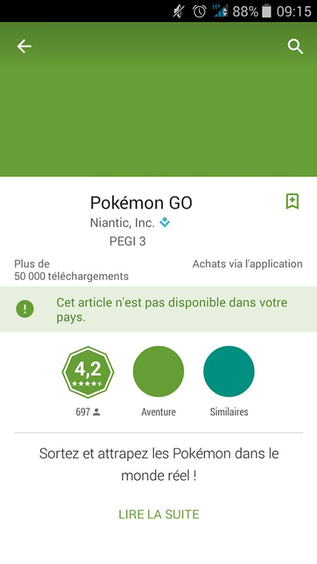 Pokémon GO sorti sur le Play Store
