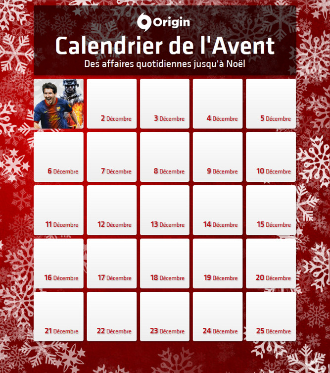 Des promotions sur Origin avec le Calendrier de l'Avent Des promotions sur Origin avec le Calendrier de l'Avent