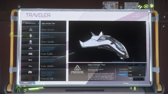Choix du vaisseau et de la durée - Star Citizen