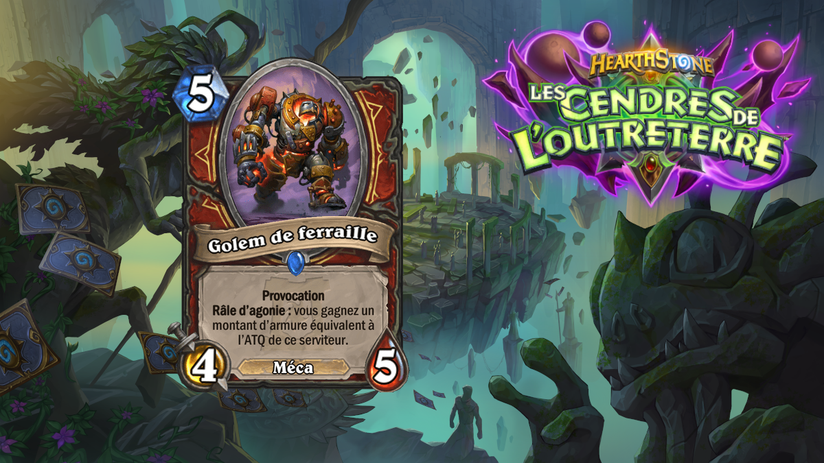 Hearthstone Ashes of Outland: 新しいレア スクラップ ゴーレム ウォリアー カード