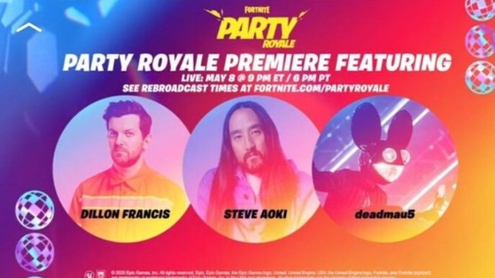 Fortnite : concert Deadmau5, Dillon Francis, Steve Aoki, date et heure Fête Royale
