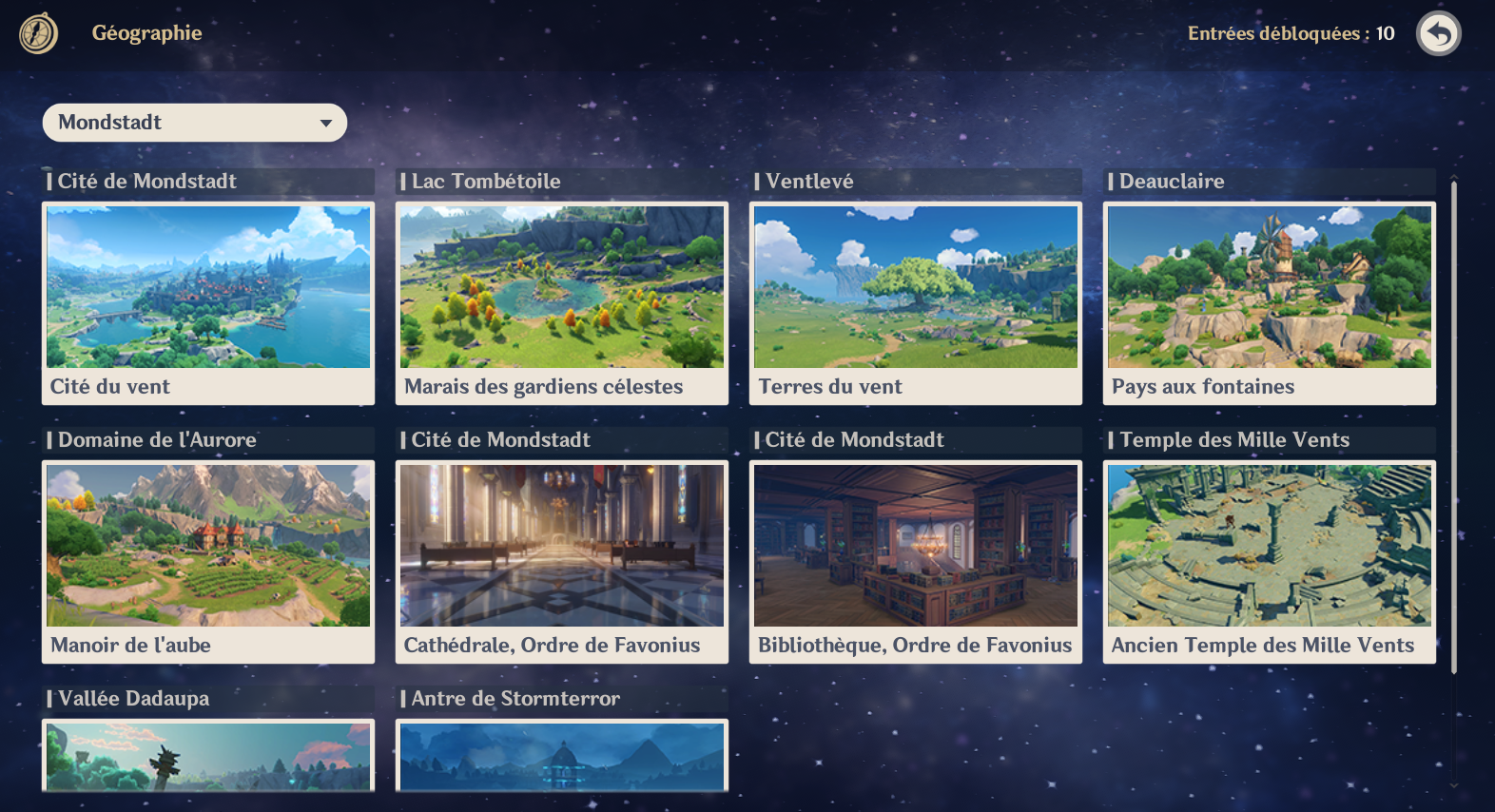 Localiser les panoramas dans Genshin Impact - Millenium