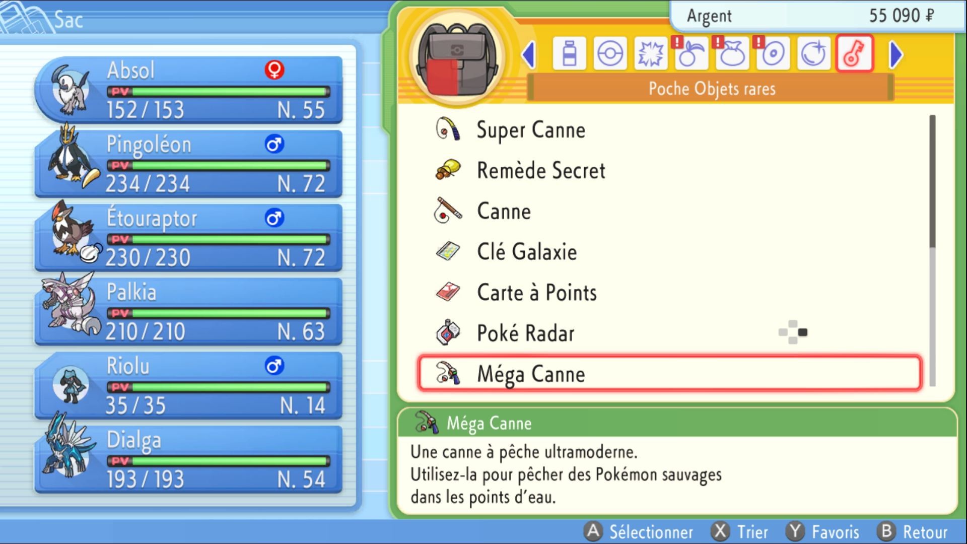 Méga Canne Pokémon Diamant et Perle Comment obtenir les différentes cannes à pêche du jeu