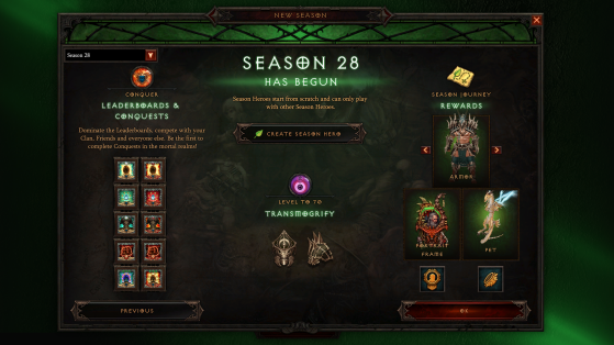 Panneau de saison dans Diablo 3 - Diablo IV