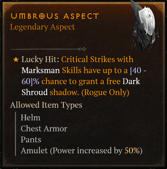 Umbrous Aspect - Diablo IV