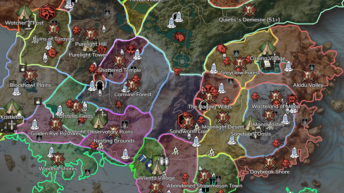 Carte interactive Throne and Liberty la map complète pour tout trouver en 1 clic sur le MMO de