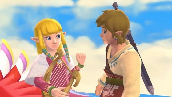 Zelda et Link dans Skyward Sword - Hyrule Warriors : Les Chroniques du Sceau