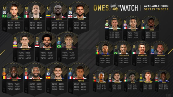 FIFA 18 : cartes OTW, ones to watch