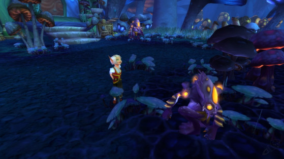 Salandria discutant avec Hch'uu à Sporeggar - World of Warcraft