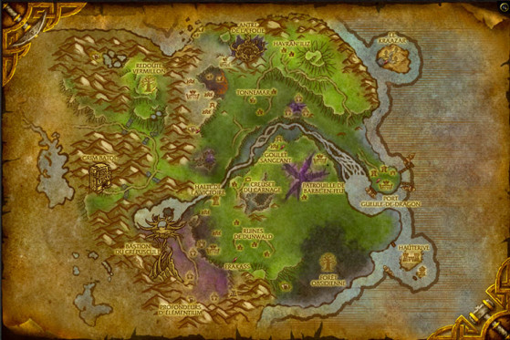 La carte des Hautes-terres du Crépuscule - World of Warcraft