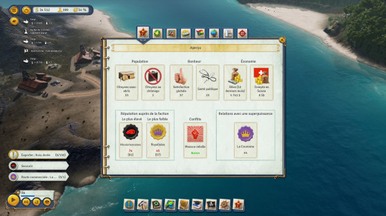 En terme de menus et d'information, Tropico 6 est loin d'être avare, et saura vous donner toutes les informations que vous voulez ... - Millenium