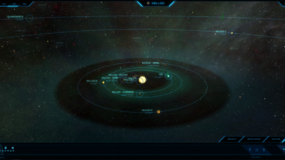 Kellog et ses astres dans la Starmap - Star Citizen