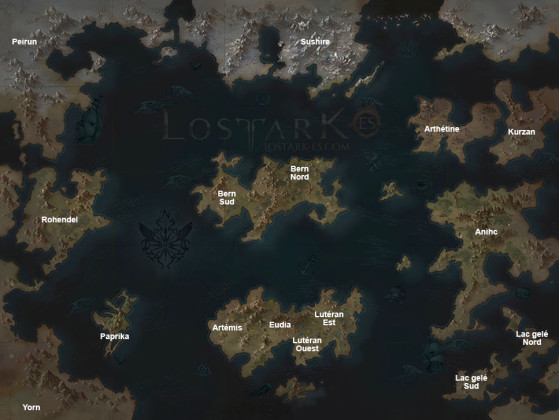 La carte complète d'Archésia - Lost Ark