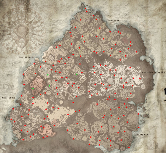 Carte des Autels de Lilith - Diablo IV