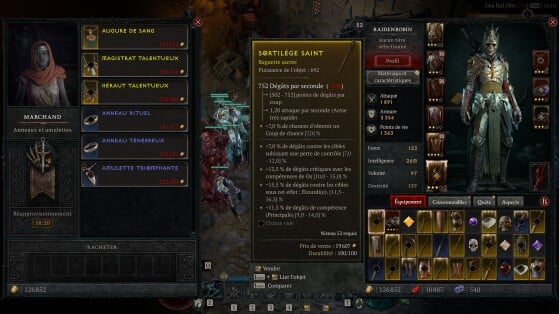 Prix de vente d'un objet rare - Diablo IV