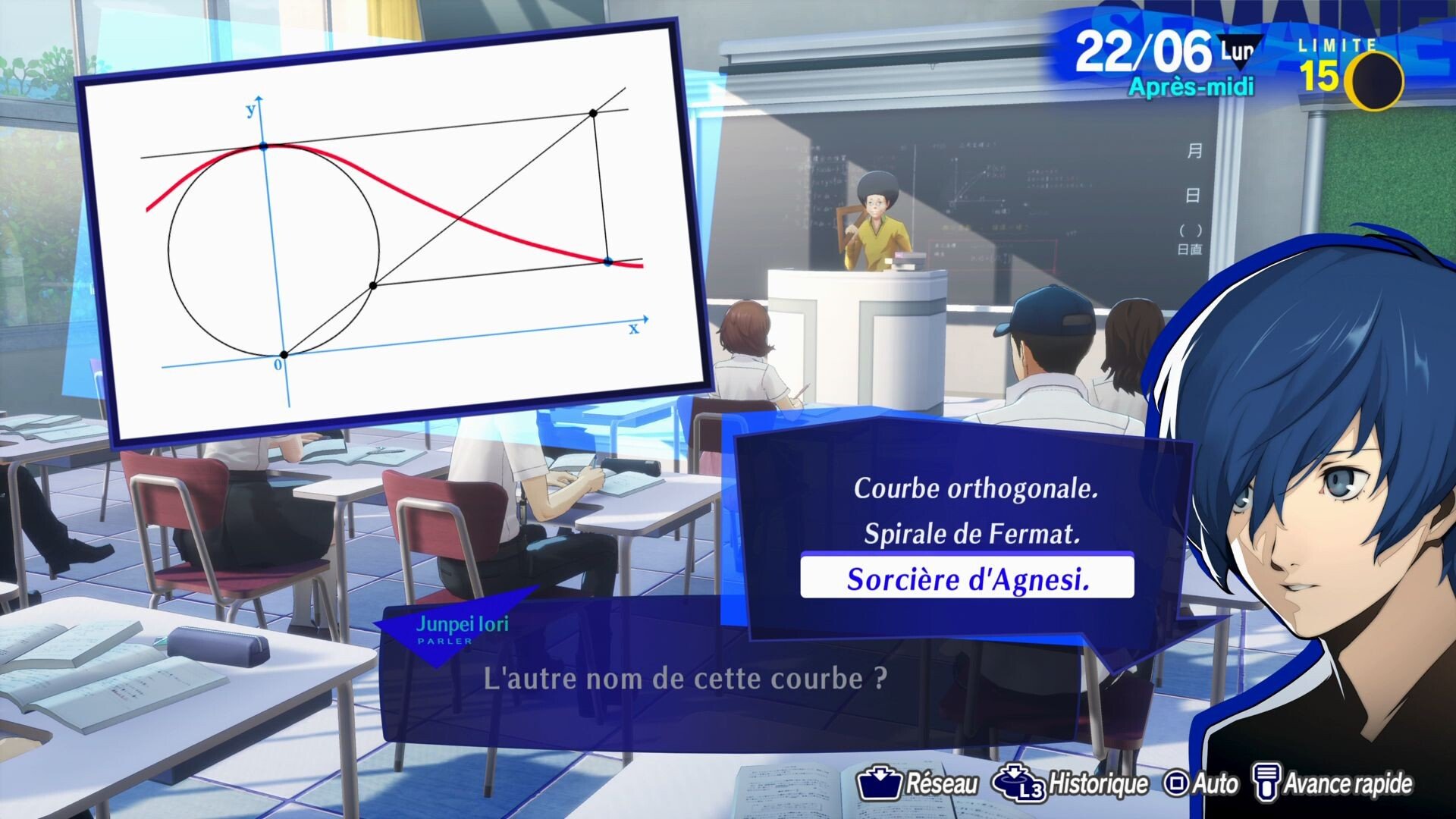 Questions des professeurs en cours Persona 3 Reload Quelles sont les bonnes réponses ? Millenium
