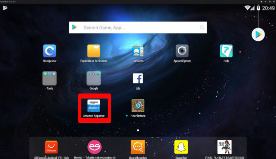 L'application Amazon AppStore visible sur votre émulateur (carré rouge). - Hearthstone