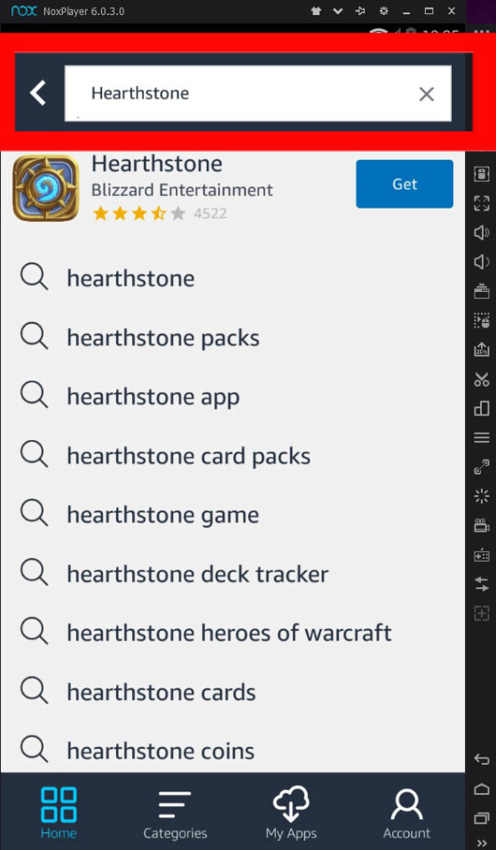 Cherchez 'Hearthstone' dans la recherche Amazon AppStore - Hearthstone