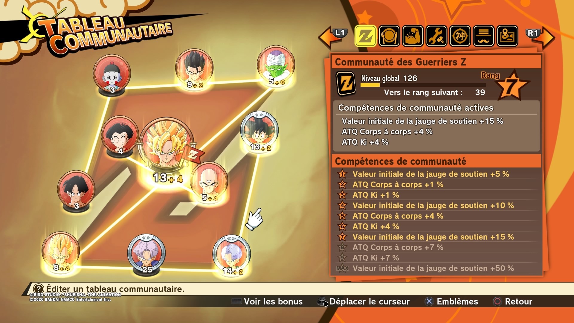 Dragon Ball Z Kakarot Tableau Communautaire Guide Dragon Ball Z Kakarot : Emblèmes d'âmes, tableaux communautaires