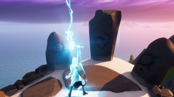 Fortnite : utiliser une emote aux ruines du sommet de la montagne en tant que Thor, défi Eveil