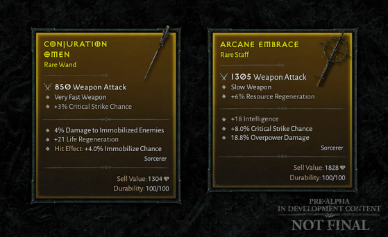 Deux choix d’armes pour une sorcière de niveau 20. - Diablo IV