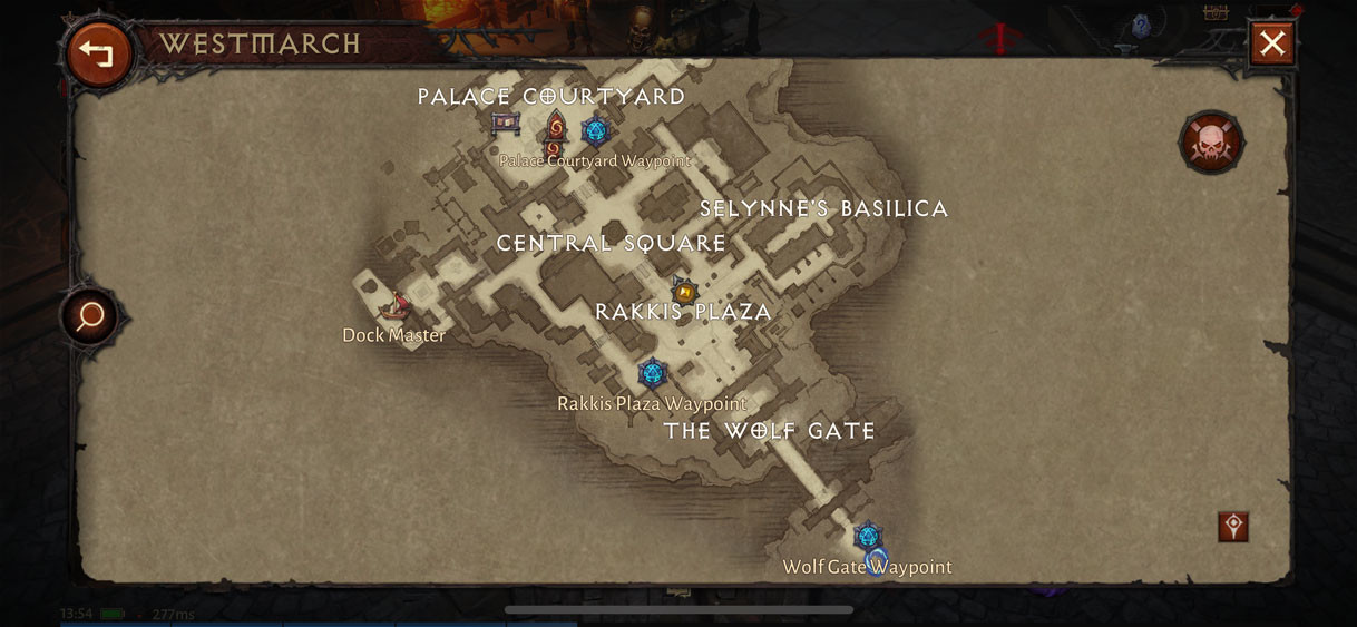 Carte de Ouestmarche Carte du monde Diablo Immortal, Liste des zones