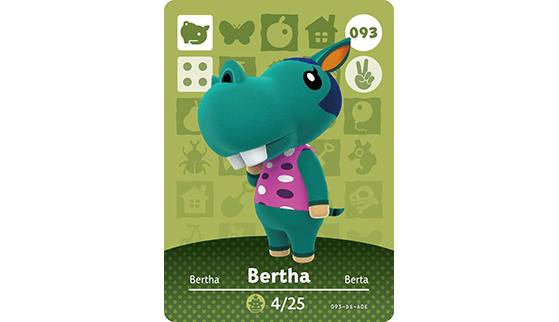Carte Amiibo de Bertha - Animal Crossing New Horizons