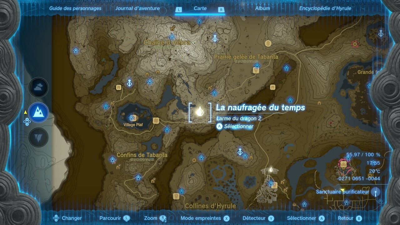 Larme de Dragon Zelda Tears of the Kingdom Position des souvenirs sur la carte, quête Impa et