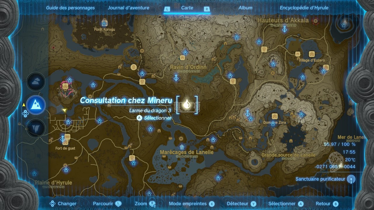 Larme de Dragon Zelda Tears of the Kingdom Position des souvenirs sur la carte, quête Impa et