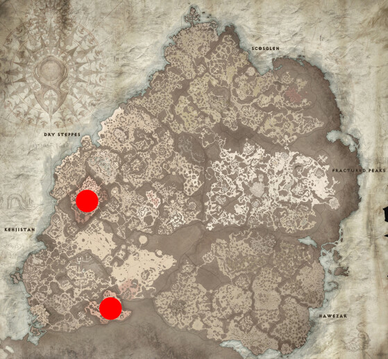 Carte des champs de la haine - Diablo IV