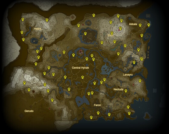 Locations des Lithorok dans Hyrule - The Legend of Zelda : Tears of the Kingdom