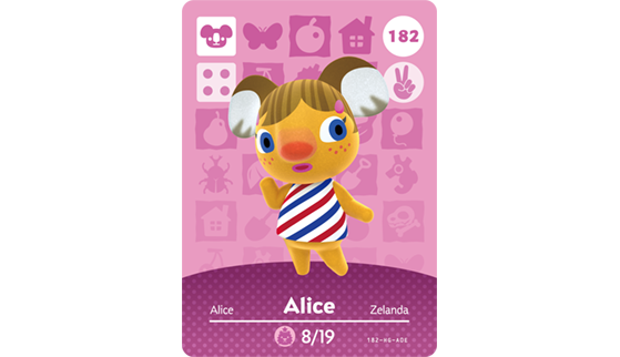 Carte Amiibo d'Alice - Animal Crossing New Horizons