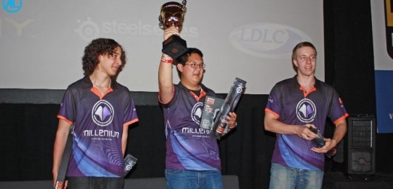 Un podium 100% Millenium lors de la finale de l'ESWC France 2009 (Stephano, PsYkO et hG) - Warcraft 3