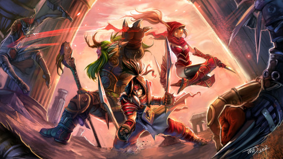 L'équipe de gladiateurs au complet de gauche à droite : Broll, Varian et Valeera - Heroes of the Storm