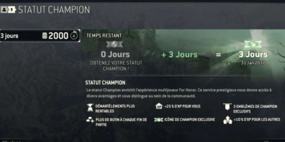 Guide For Honor : Le statut Champion