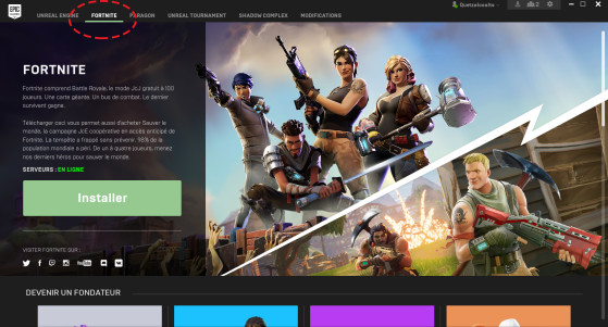 selectionez le bon onglet fortnite battle royale - jeux gratuit sur pc fortnite