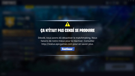 Fortnite : matchmaking erreur et problème sur un défi