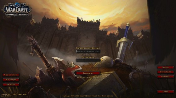 L'écran de connexion de Battle for Azeroth - World of Warcraft
