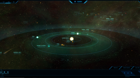 Terra et ses astres dans la Starmap - Star Citizen