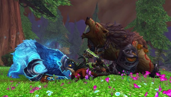 Ursol et Ursoc combattant les démons pendant la Guerre des Anciens - World of Warcraft