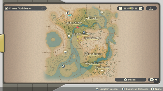 La carte des Plaines (l'une des régions d'Hisui) - Légendes Pokémon : Arceus