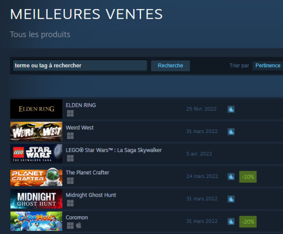 Meilleures ventes - Steam - Elden Ring