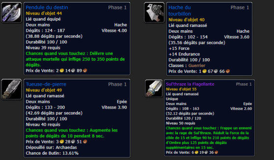 Hache du tourbillon > Tueuse-de-pierre > Pendule du destin > Sul'thraze - World of Warcraft