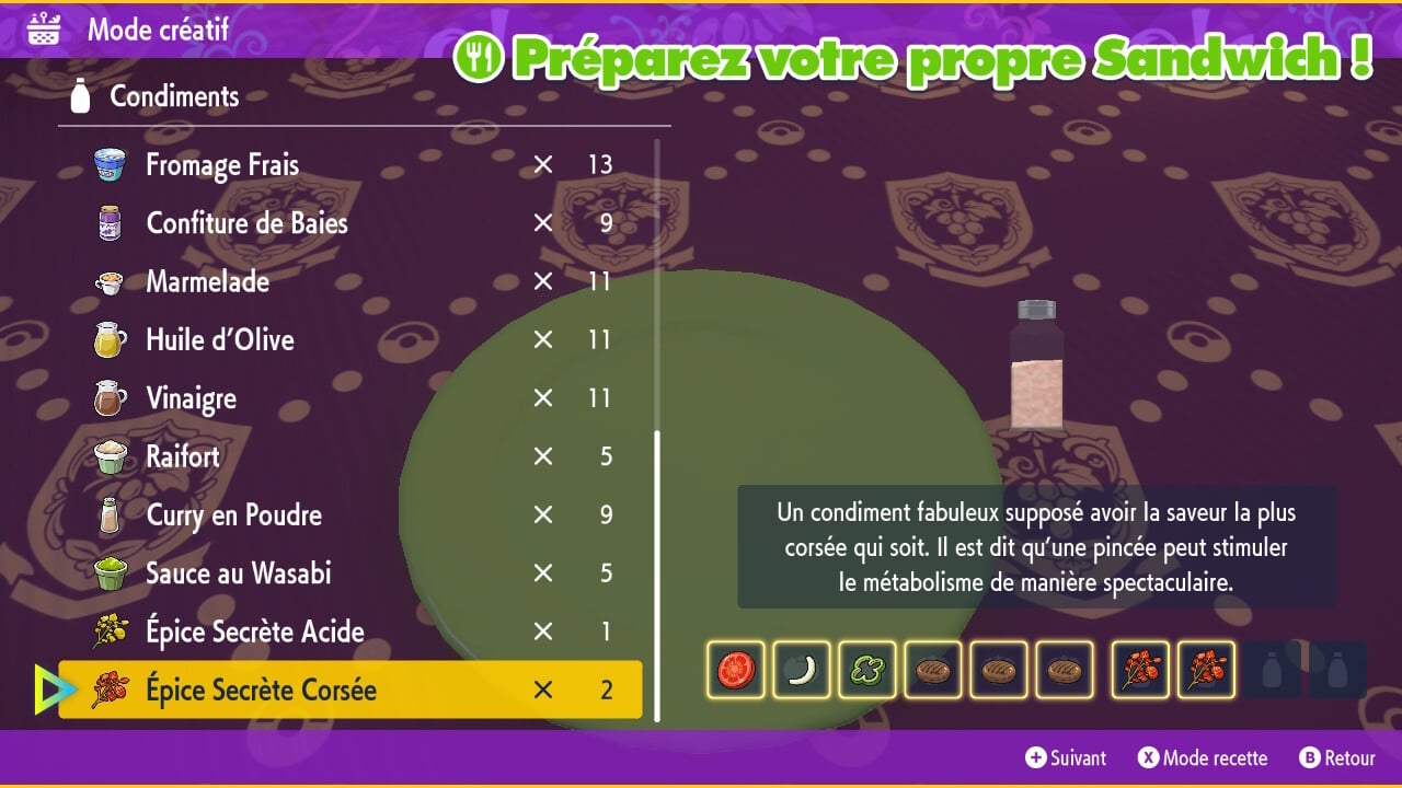 Sandwich Shiny Pokémon Écarlate et Violet Liste des recettes pour obtenir un Pokémon