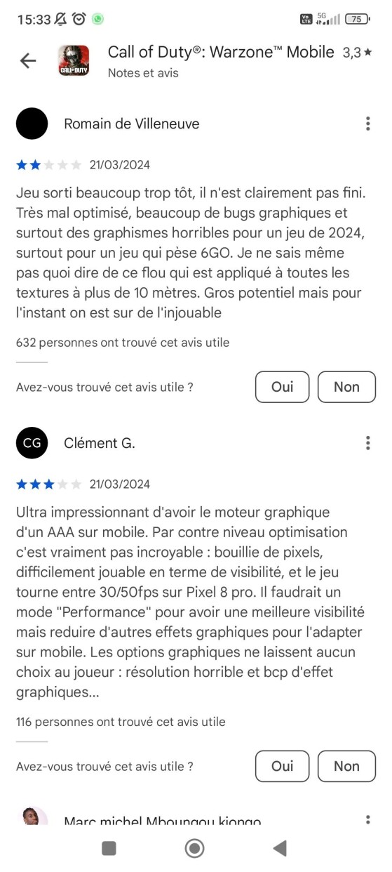 Commentaires sur Android - Call of Duty : Warzone 2